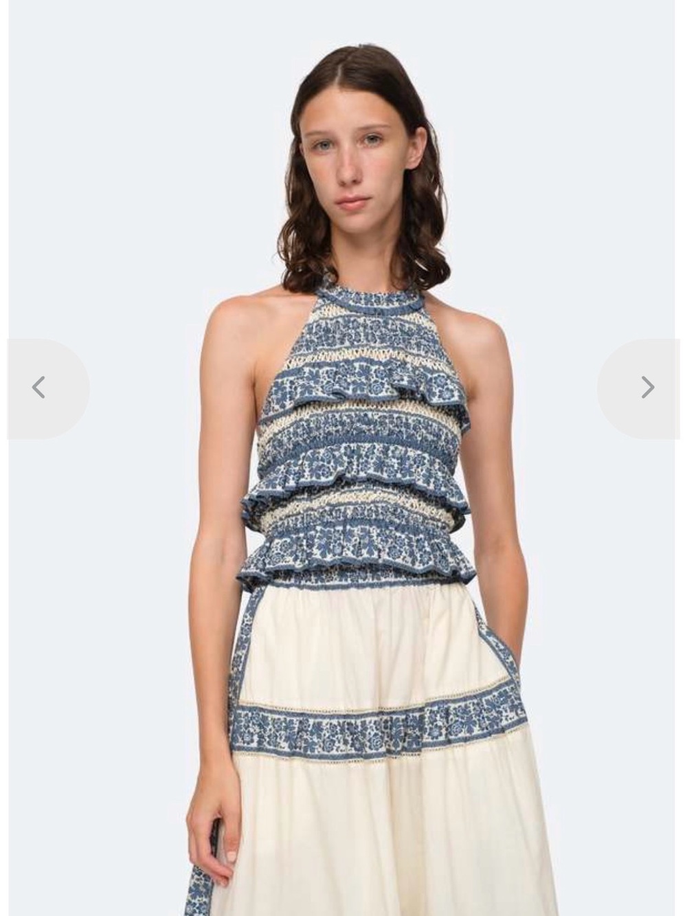 Sea New York Blue Floral Halter Ruffle Camisole